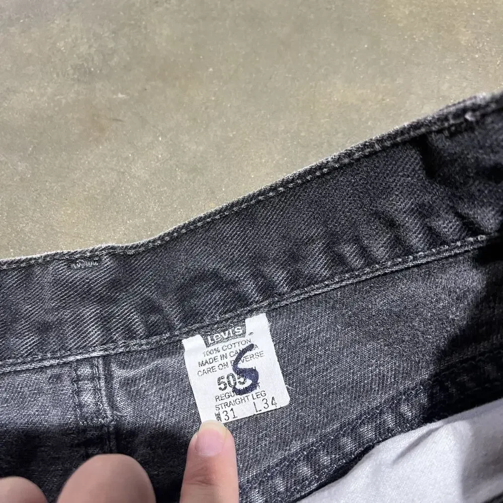 Vintage 90s Levi's 505 Black Regular Fit Jeans 30x34